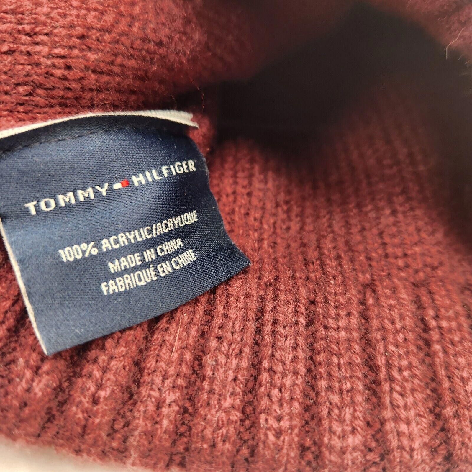 Tommy Hilfiger Tommy Hilfiger Knit Pom Beanie Maroon Unisex Size ONE SIZE - 7 Thumbnail