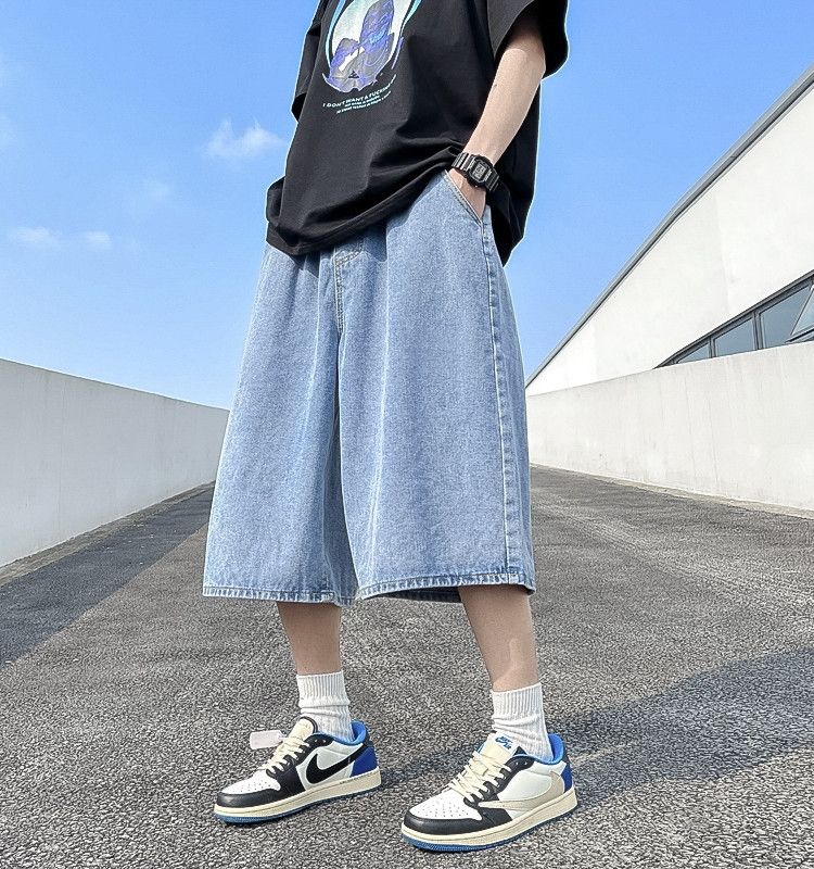 Japanese Brand × Jean Loose straight leg wide leg denim shorts Size US 32 / EU 48 - 3 Thumbnail
