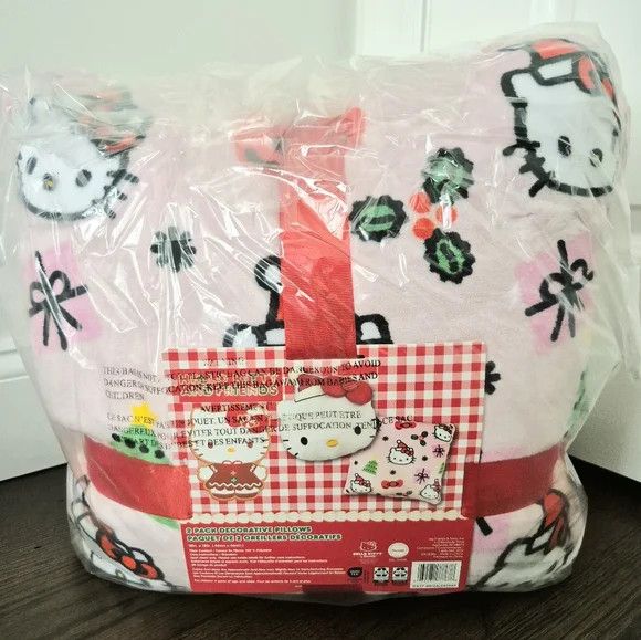 Japanese Brand Hello Kitty Pink Xmas Square Pillow/Shaped Head Pillow Set Size ONE SIZE - 5 Thumbnail