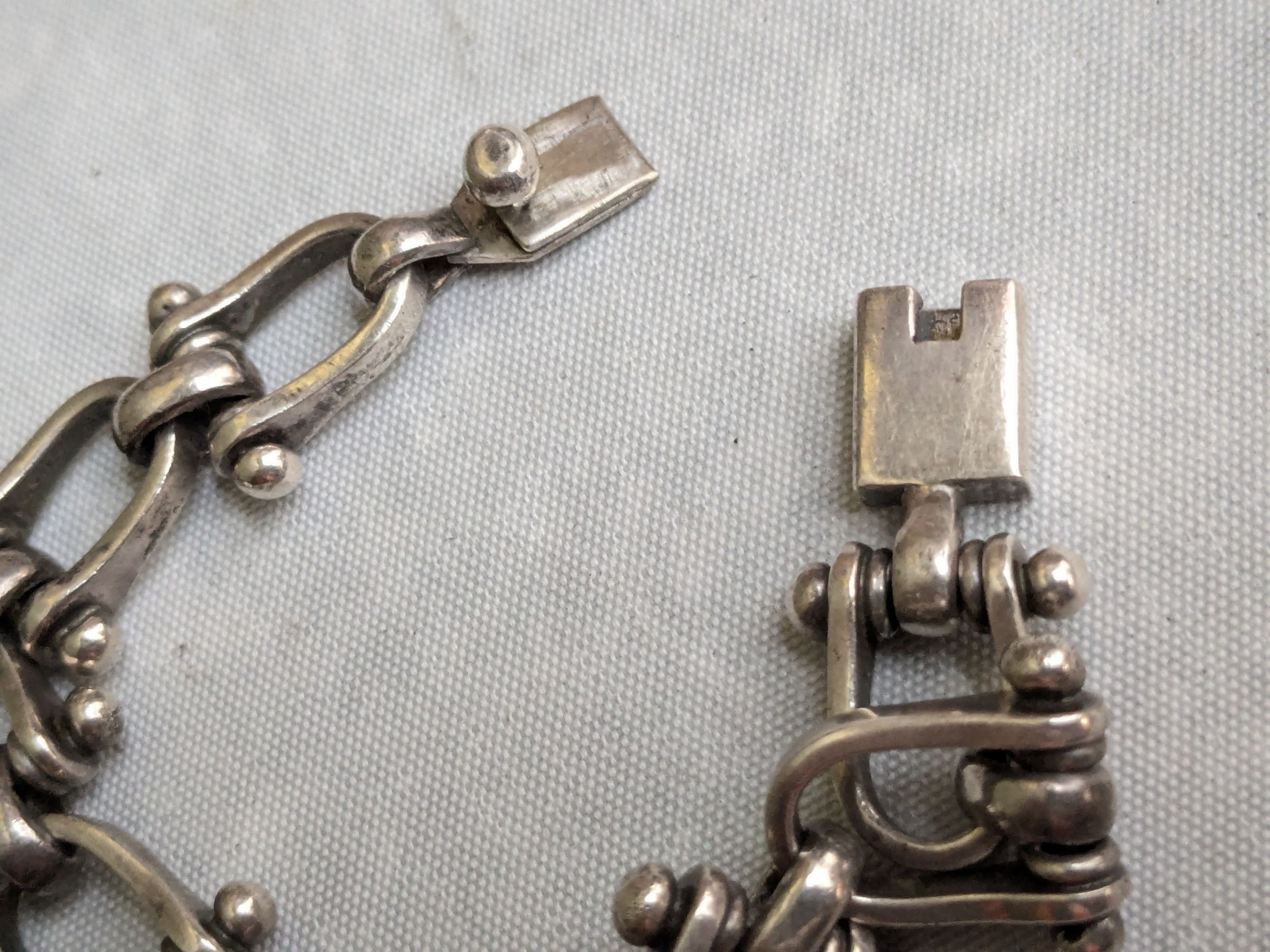 Jewelry Vintage Sterling Silver Bracelet Taxco Equestrian 7" Size ONE SIZE - 9 Thumbnail