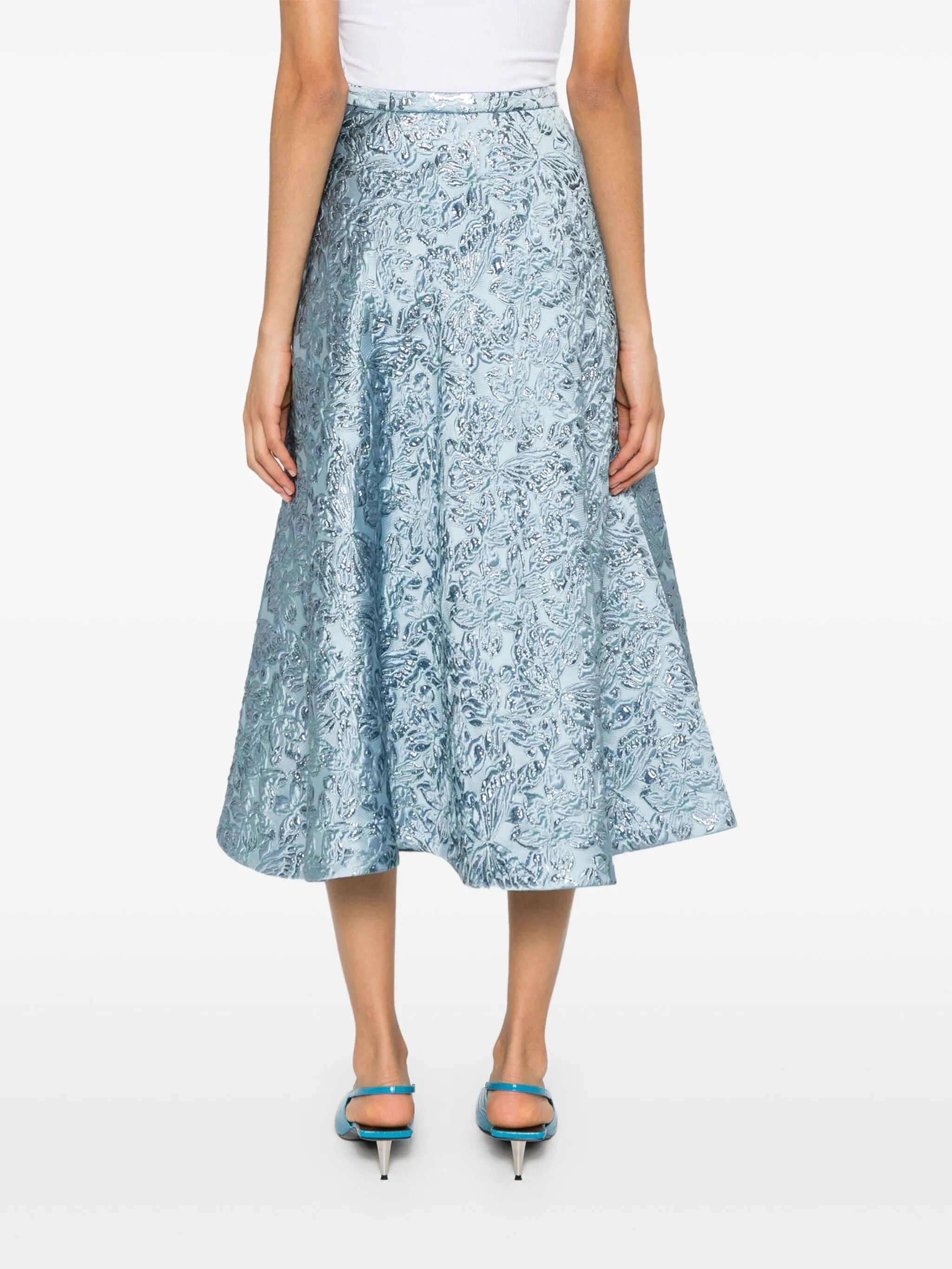 Gucci oc11z1125 Lamé Butterflies Brocade Skirt in Light Blue Size 28" / US 6 / IT 42 - 4 Thumbnail