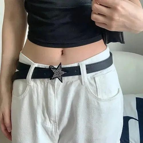 Vintage Y2k Star Rhinestone Black Belt Size ONE SIZE - 5 Thumbnail