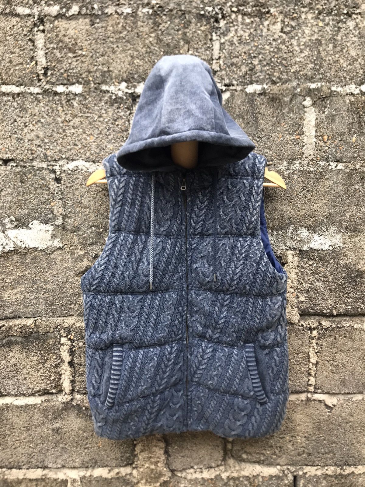 Indigo × Japanese Brand 🔥Real Masters Knit Puffer Hoodie Indigo Vest Size US M / EU 48-50 / 2 - 1 Thumbnail