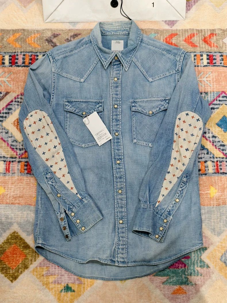 Visvim Visvim Albacore Denim Shirt with Patch Sleeves-2506 Size US S / EU 44-46 / 1 - 1 Thumbnail