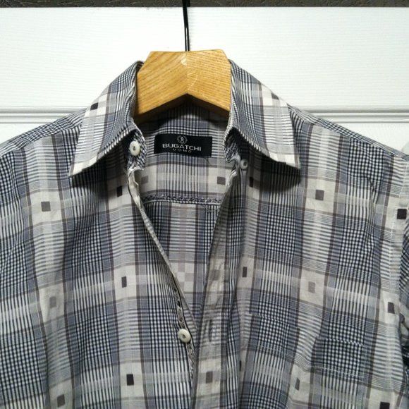 BUGATCHI BUGATCHI MENS PRE-OWNED GRAY 100%COTTON CASUAL SHIRT SIZE: S Size US S / EU 44-46 / 1 - 2 Thumbnail