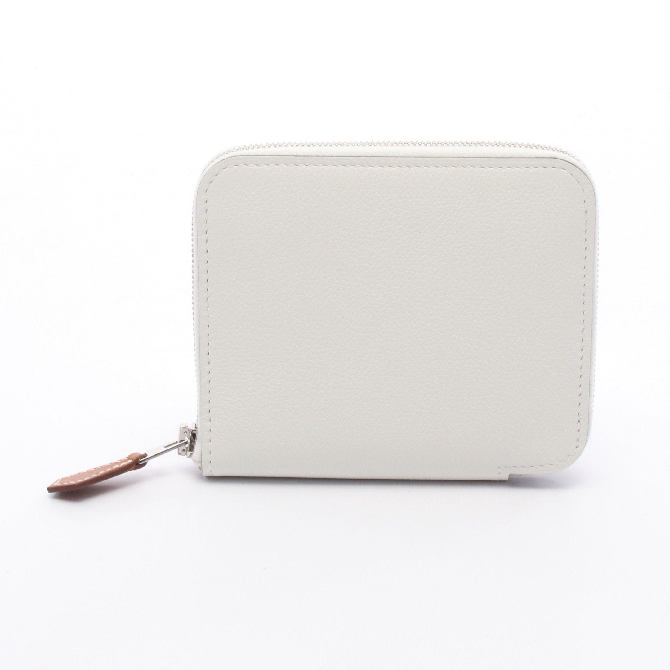 Hermes Hermes Azap Compact Silk In New White Round Zipper Wallet Evercolor Silver Hardware B Stamp Size ONE SIZE - 1 Thumbnail