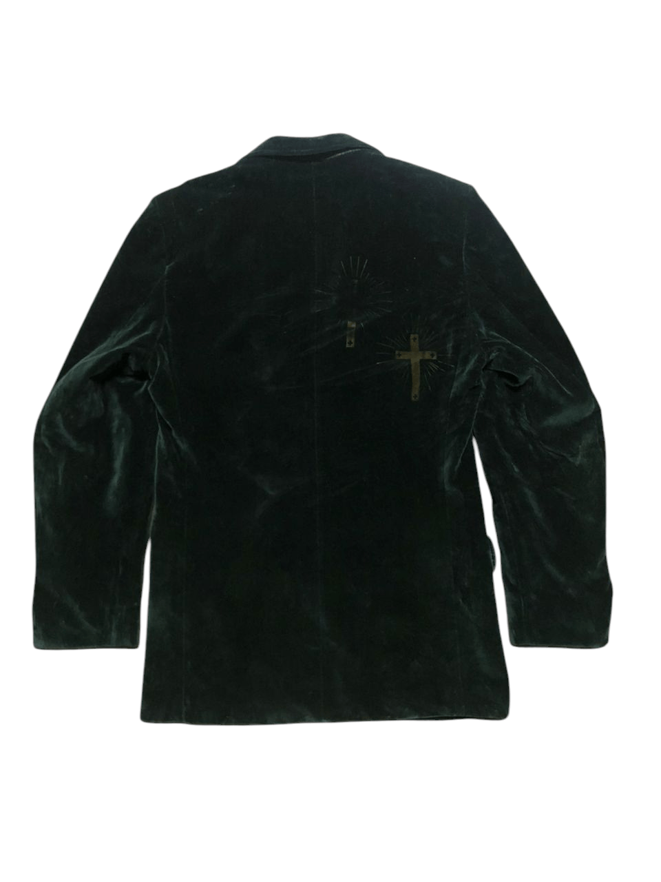 N.Hoolywood N.HoolyWood Green Velvet Blazer Design Cross Printed Size US S / EU 44-46 / 1 - 2 Thumbnail