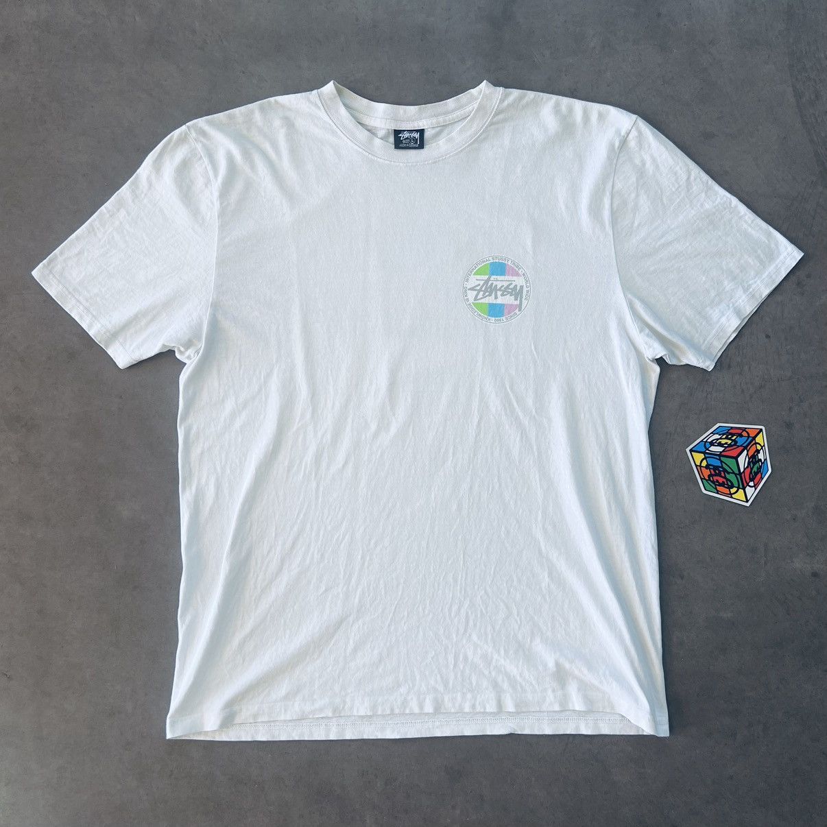 Stussy 🎱 CLASSIC DOT PIGMENT DYED T-SHIRT - Y2K GRAPHIC + STICKER Size US L / EU 52-54 / 3 - 2 Thumbnail