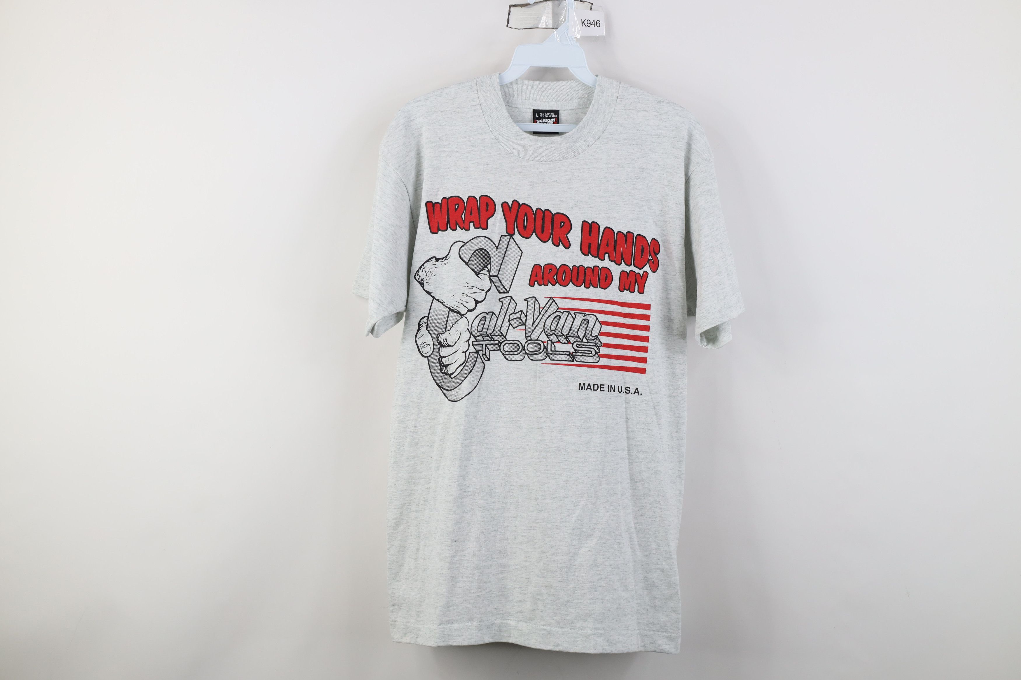 Vintage Vintage 90s Tools Wrap Your Hands T-Shirt Heather Gray USA Size US L / EU 52-54 / 3 - 1 Thumbnail