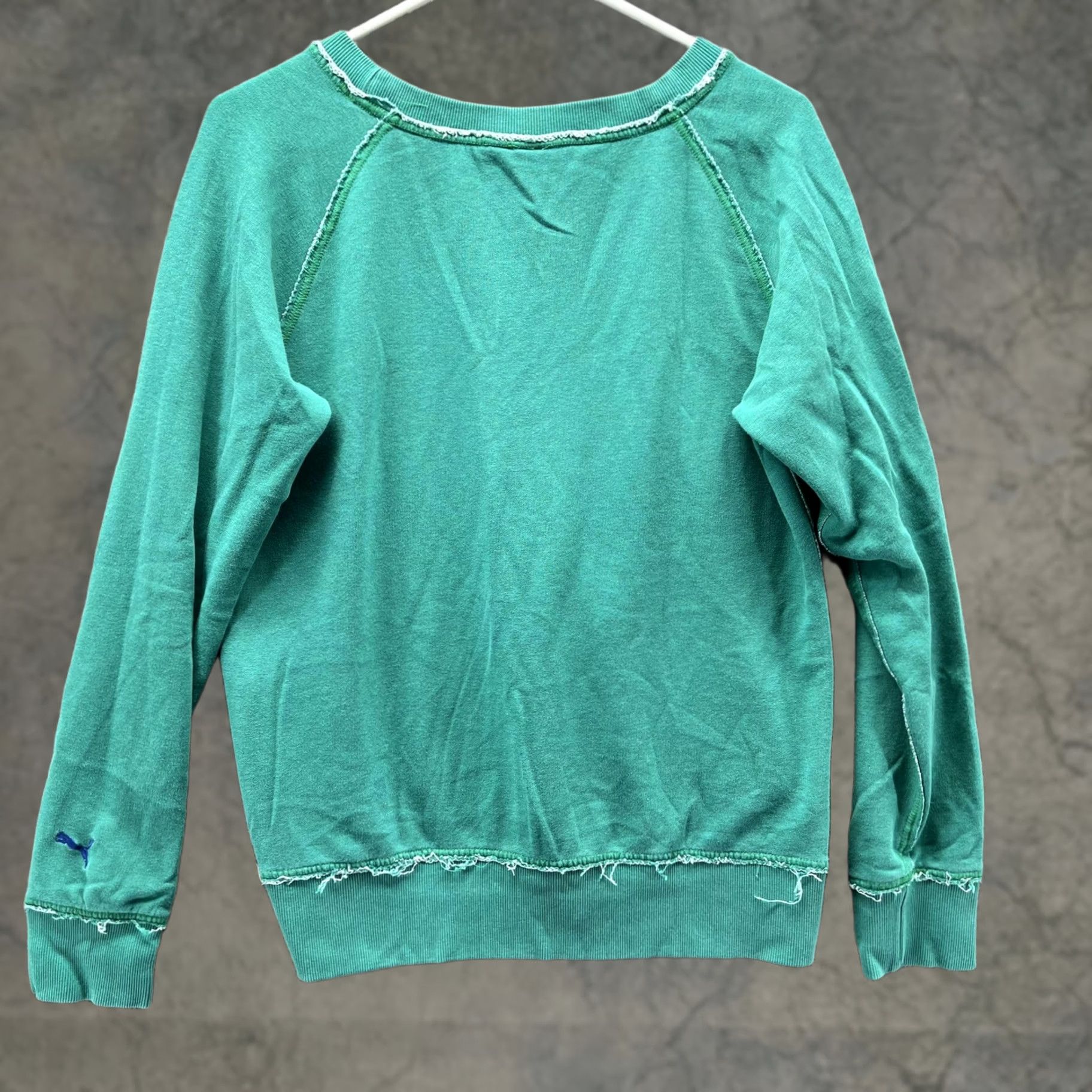 Puma PUMA Sweatshirt Womens Large Green Raglan Logo Crewneck Pullover Top Size L / US 10 / IT 46 - 1 Thumbnail