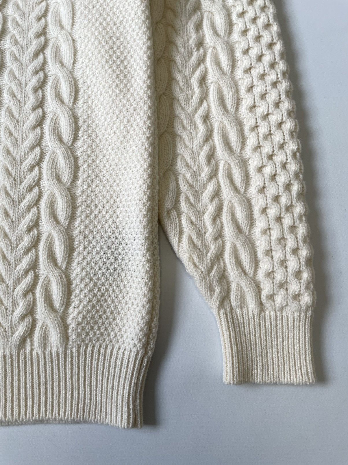 Ann Demeulemeester Cream ‘Aran’ Cable Knit Sweater Size US M / EU 48-50 / 2 - 9 Thumbnail