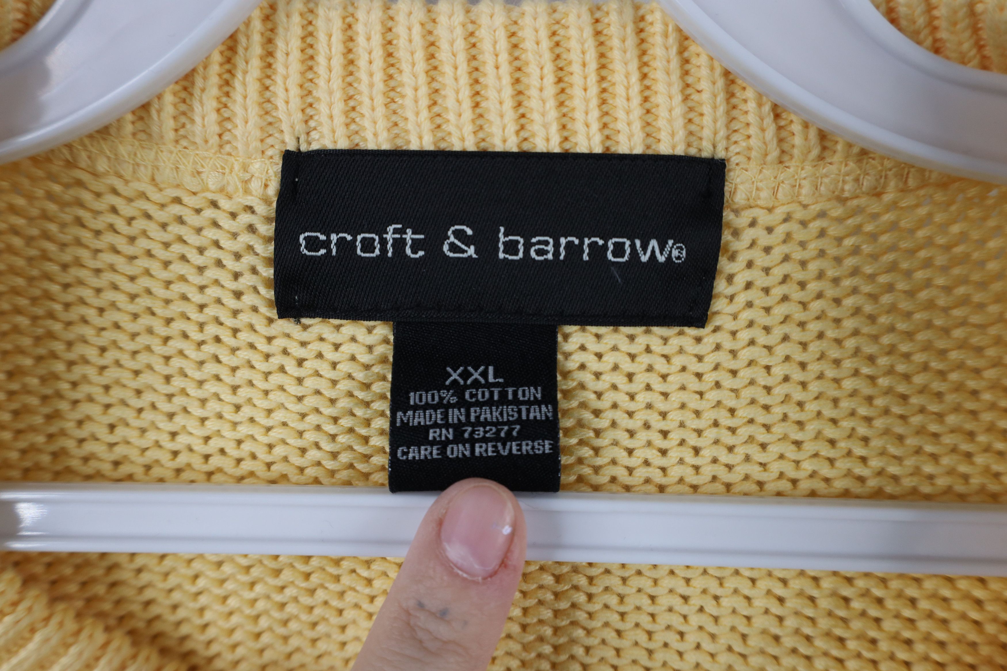 Vintage Vintage 90s Streetwear Blank Cotton Knit Sweater Yellow Size US XXL / EU 58 / 5 - 8 Thumbnail