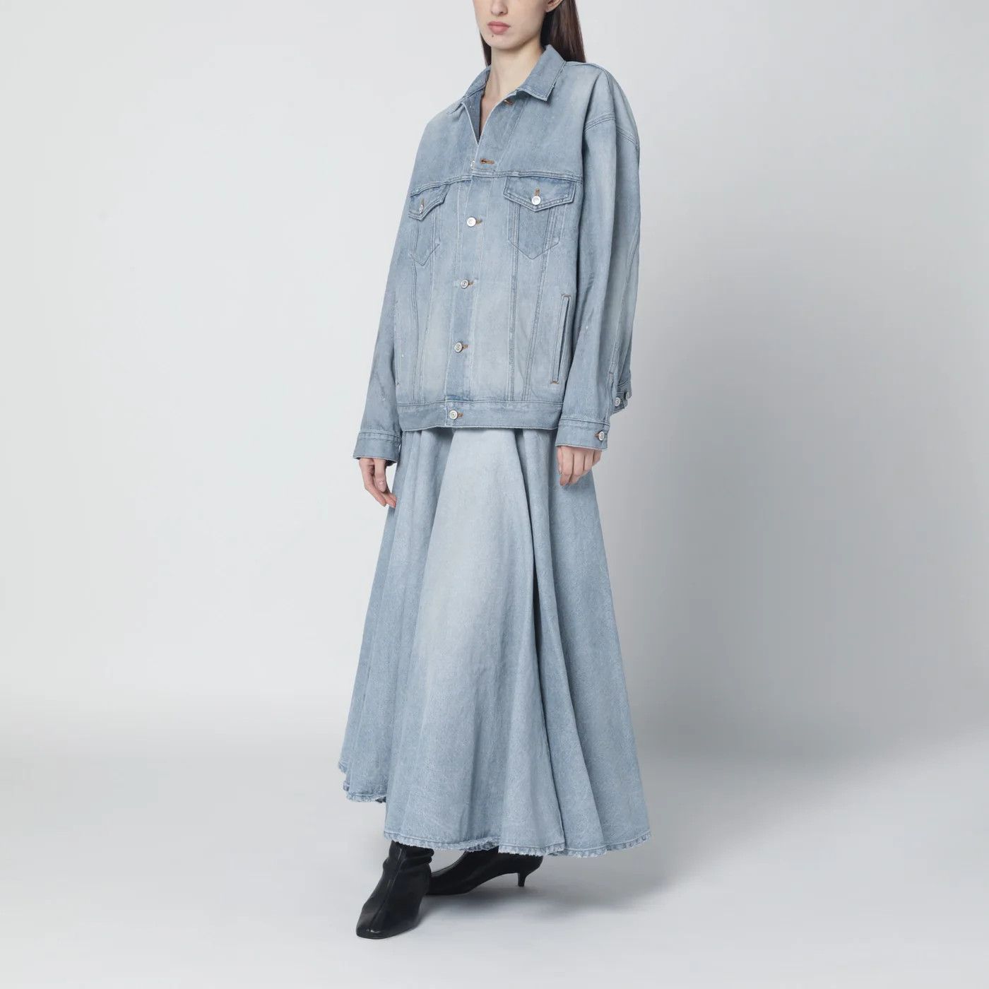 Balenciaga o1d2blof0426 Denim Skirt in Light Blue Size 27" / US 4 / IT 40 - 2 Thumbnail