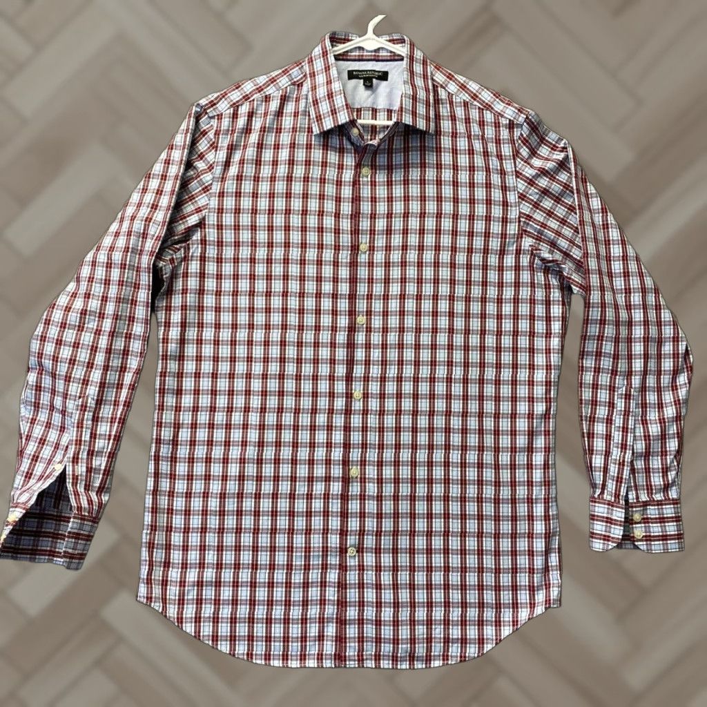 Banana Republic BANANA REPUBLIC Men Button Up Shirt L Long Sleeve Plaid Blue Red Slim Regular Size Adult - Mens Shirt Size US L / EU 52-54 / 3 - 1 Thumbnail