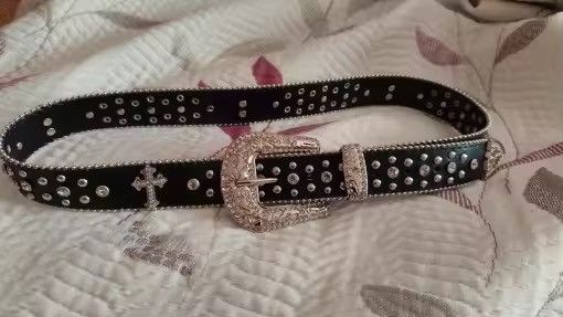 Japanese Brand Y2K Cross Rhinestone Belt Size ONE SIZE - 5 Thumbnail