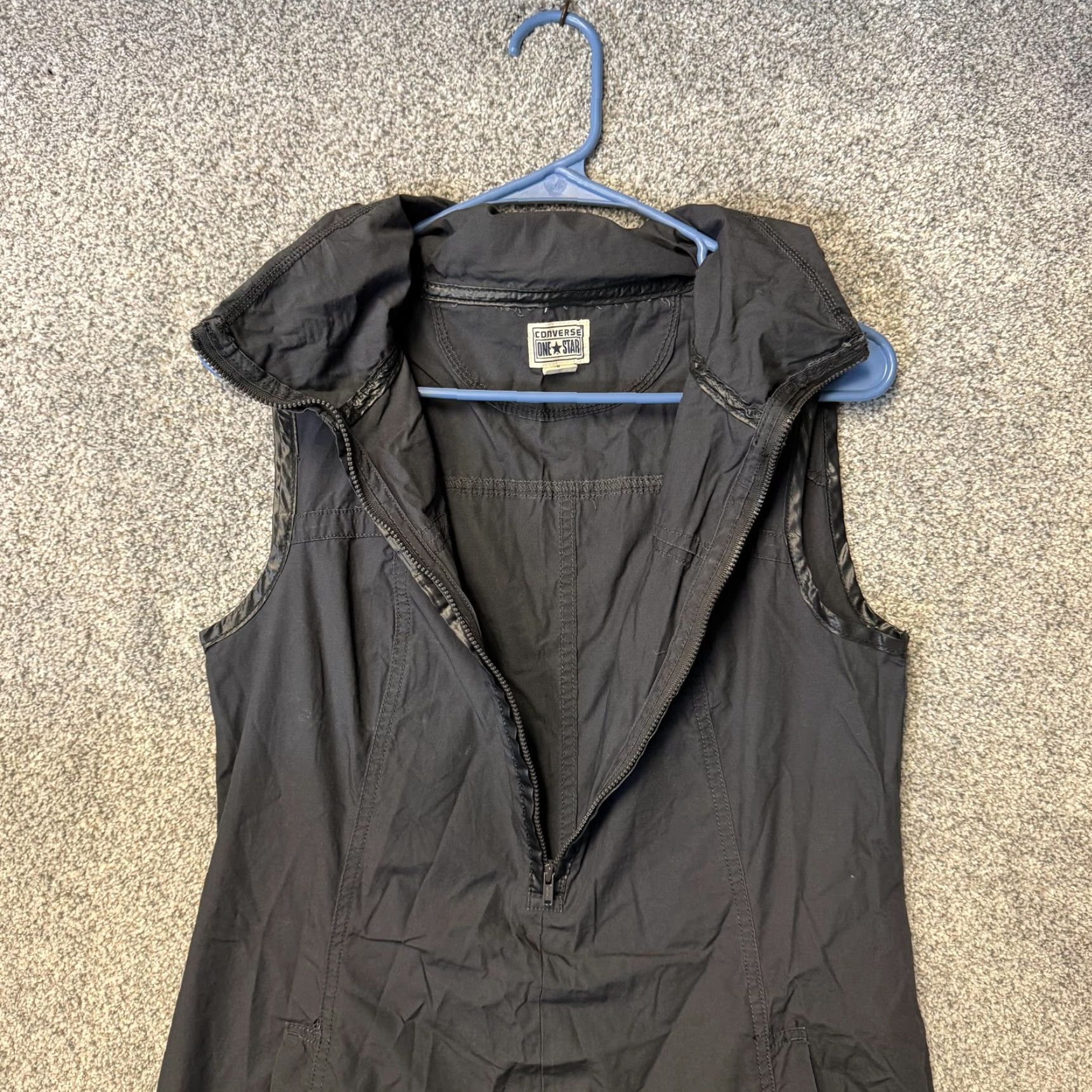Converse Converse One Star Dress Womens 8 Gray Sleeveless Zip Packable Hood Pockets Shirt Dress Size M / US 6-8 / IT 42-44 - 7 Thumbnail