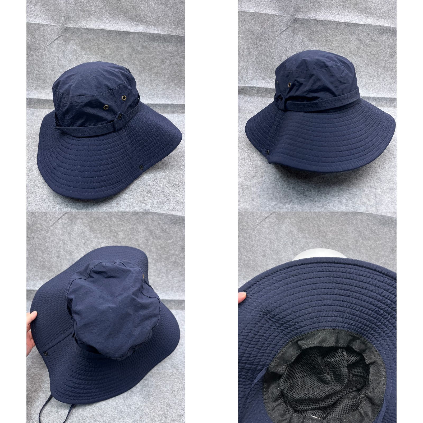 Vintage Blue Nylon Sun Bucket Hat Cap - One Size - Unisex Adults - Lightweight Beach Outdoors Hat Size ONE SIZE - 8 Thumbnail