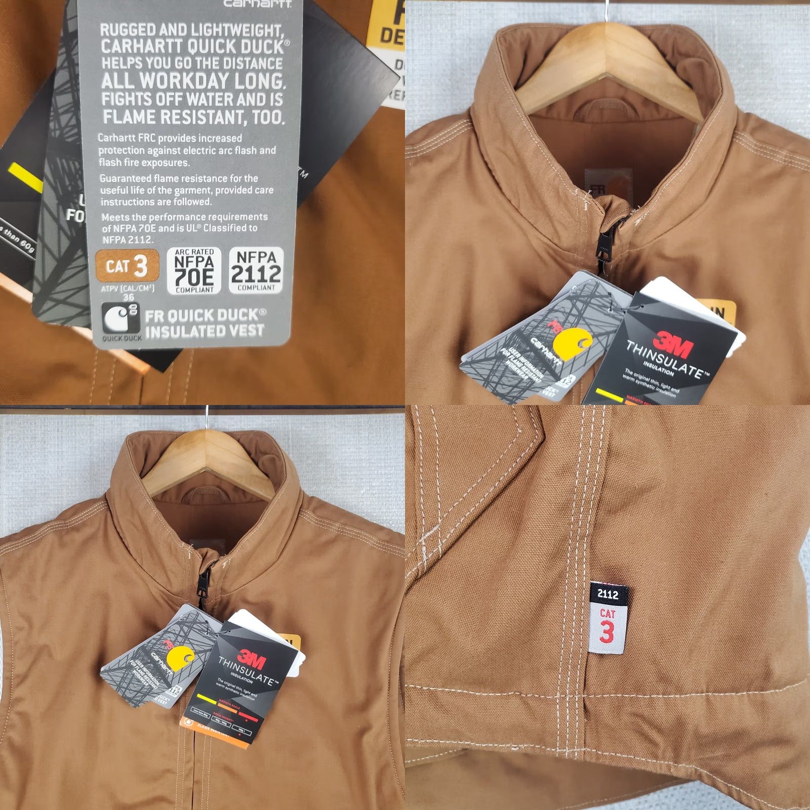 Carhartt Carhartt Vest Mens FR Flame Resistant Full Zip Quick Duck Canvas Rain Defender Insulated 3M Thinsulate L Beige Sandstone Khaki Size L Size US L / EU 52-54 / 3 - 10 Thumbnail