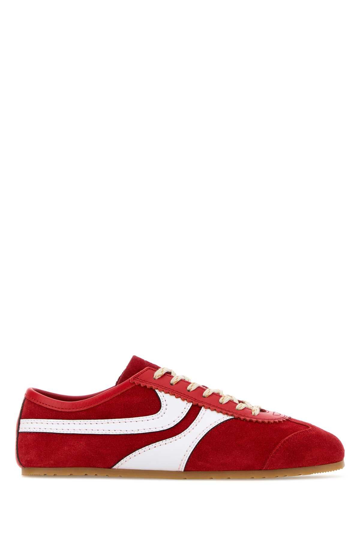 Dries Van Noten Red Suede Sneakers Size US 7 / IT 37 - 1 Thumbnail