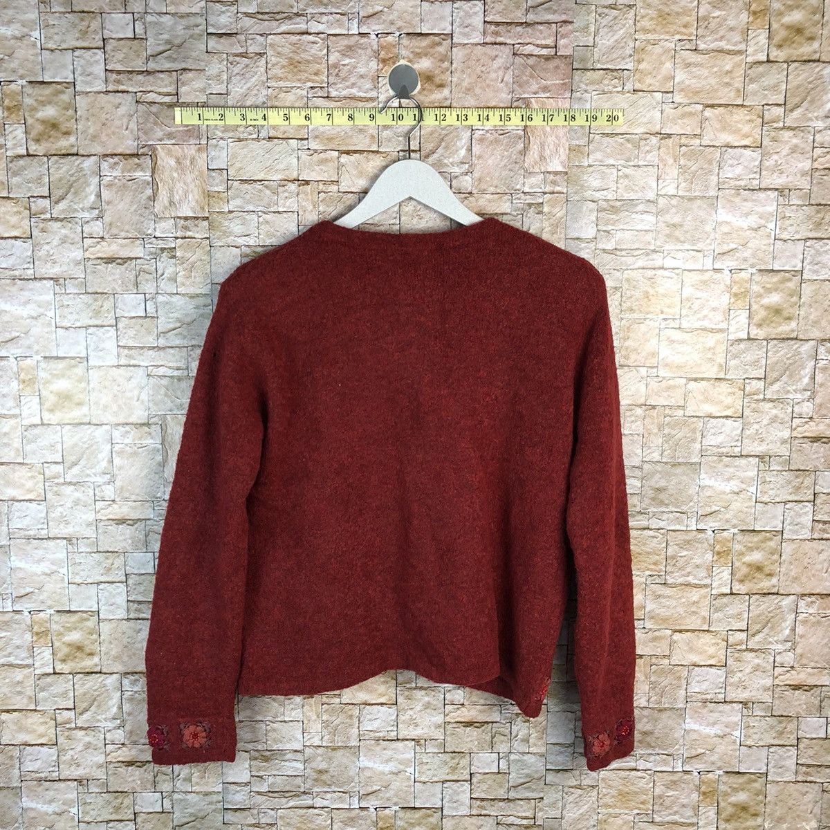 Japanese Brand Ibens vintage mohair Red Cardigan Knitwear #A1206 Size M / US 6-8 / IT 42-44 - 13 Thumbnail