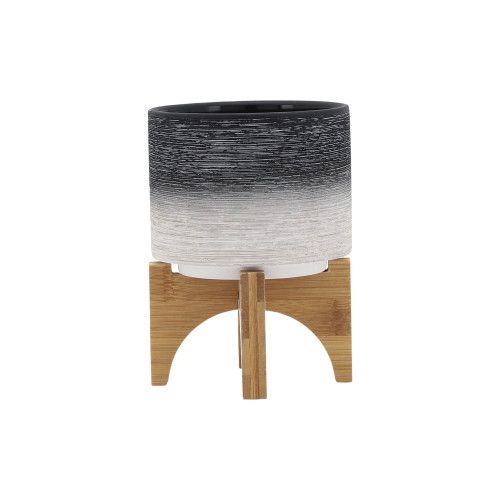 Designer × Homemade CERAMIC 5" PLANTER ON WOODEN STAND, GRAY Size US L / EU 52-54 / 3 - 3 Thumbnail