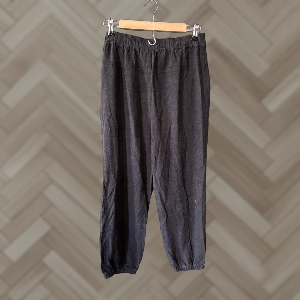 Anthropologie Anthropologie Womens Black Linen Straight Leg Jogger Pants Size 6 Stretch Fit Size 28" / US 6 / IT 42 - 1 Thumbnail