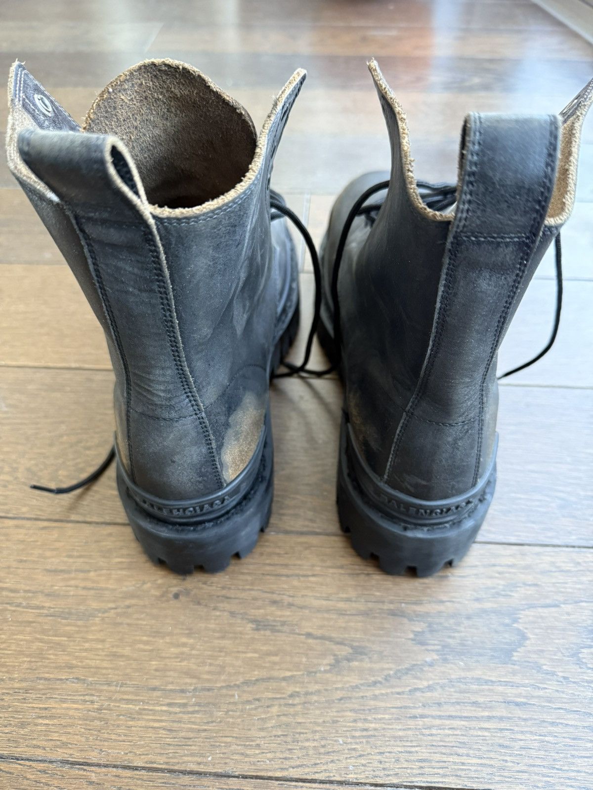 Balenciaga Strike 20mm Boots Black Rubber Effect Calfskin