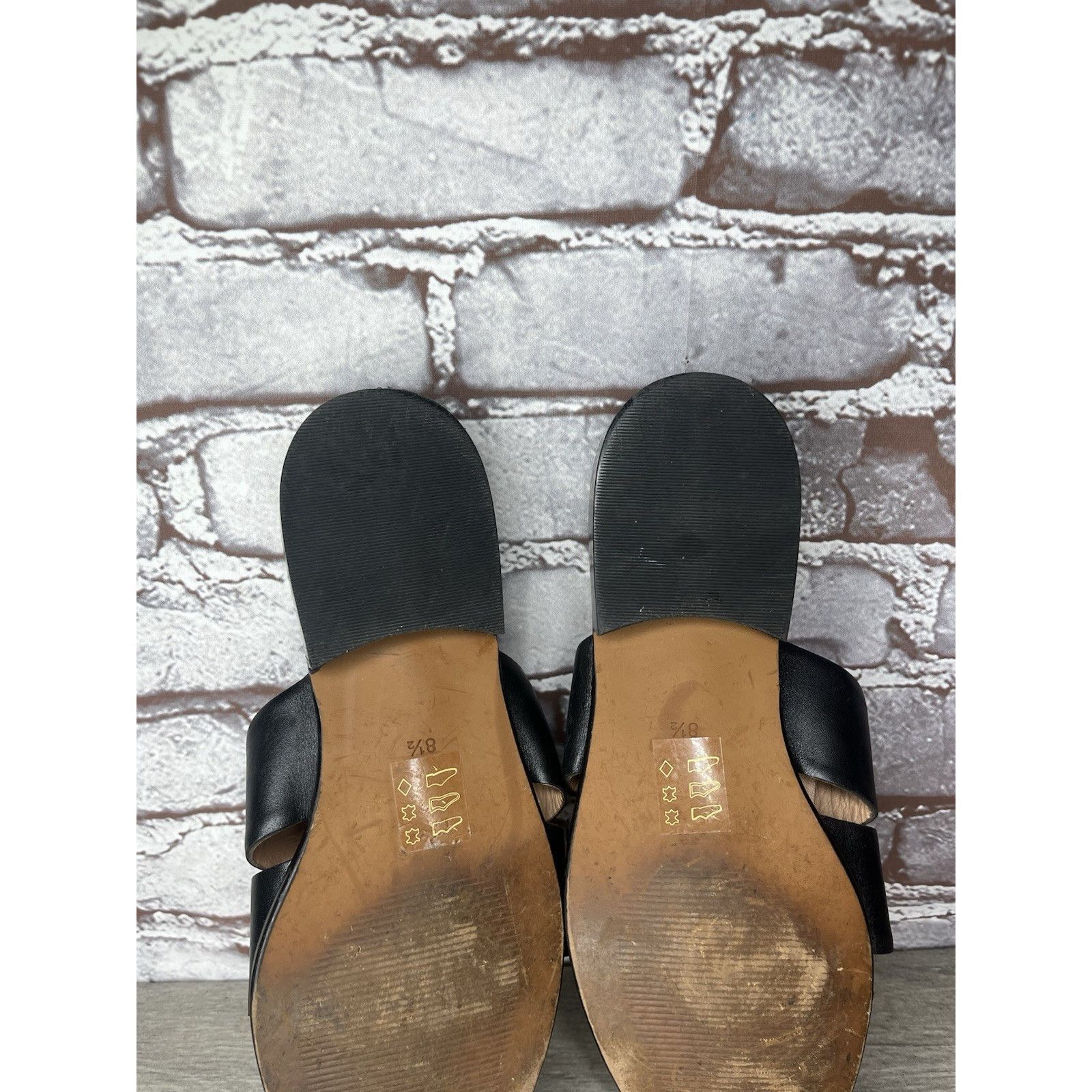 Madewell Madewell The Dixson Fisherman Black Leather Slide Mules Heel Size US 8.5 / IT 38.5 - 7 Thumbnail