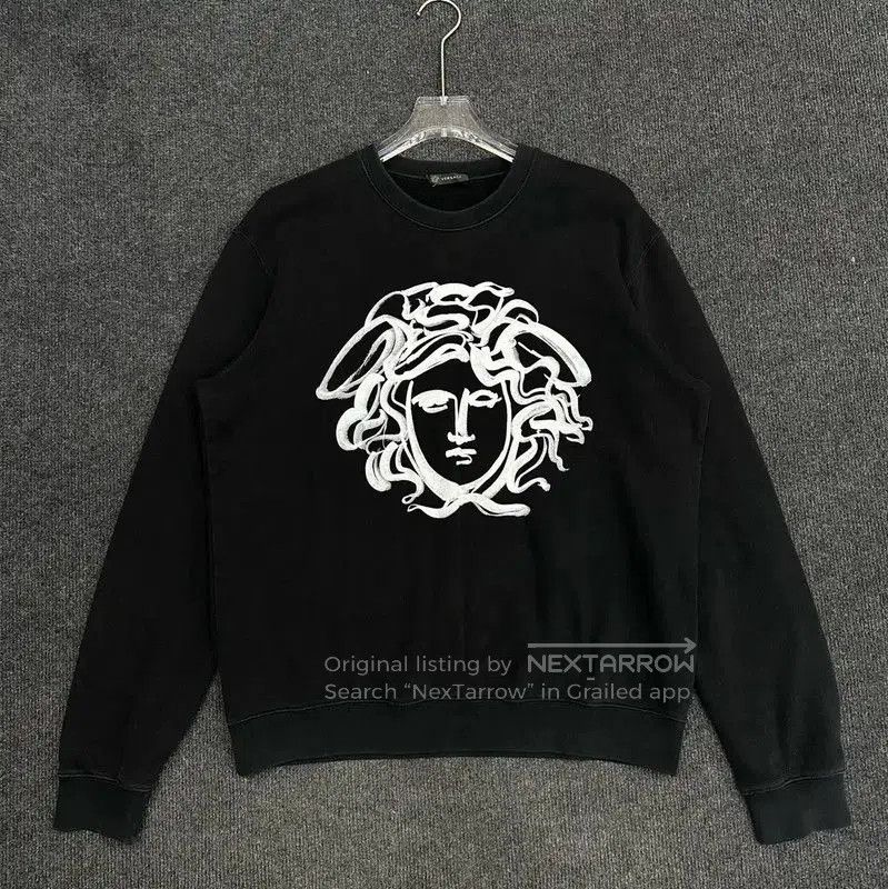 Versace Versace Black Cotton Graphic Long Sleeve Sweatshirt . Size US XL / EU 56 / 4 - 1 Thumbnail