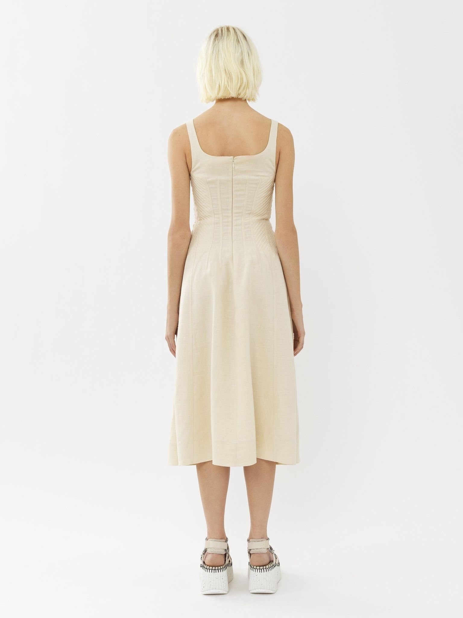 Chloe o1loc1c10425 Sleeveless Midi Dress in Coconut Milk Size S / US 4 / IT 40 - 4 Thumbnail