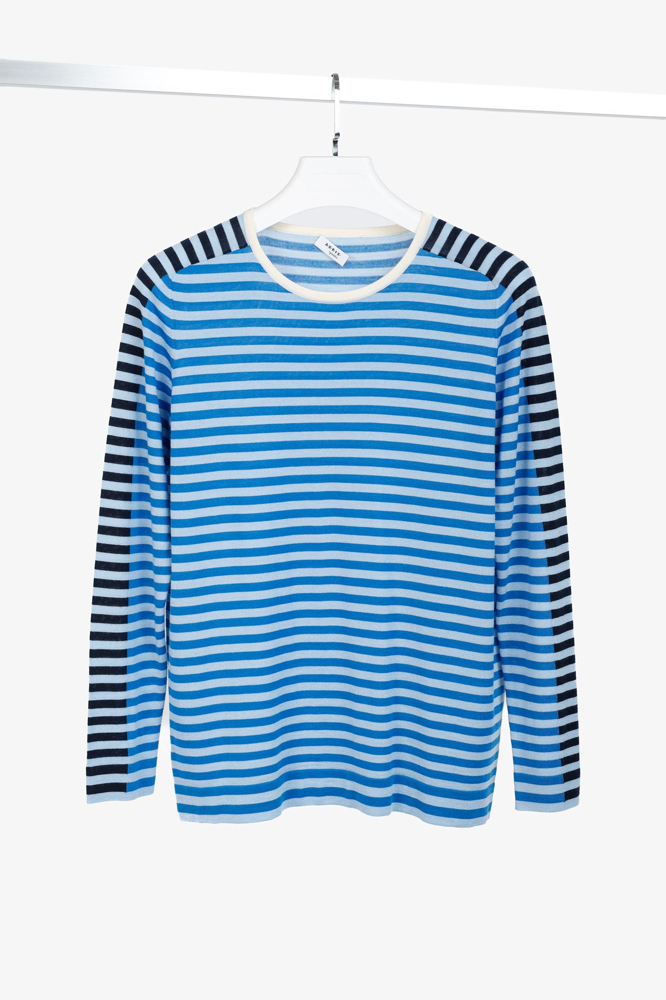 Akris Akris Punto Blue Striped Wool Sweater Size L / US 10 / IT 46 - 1 Thumbnail