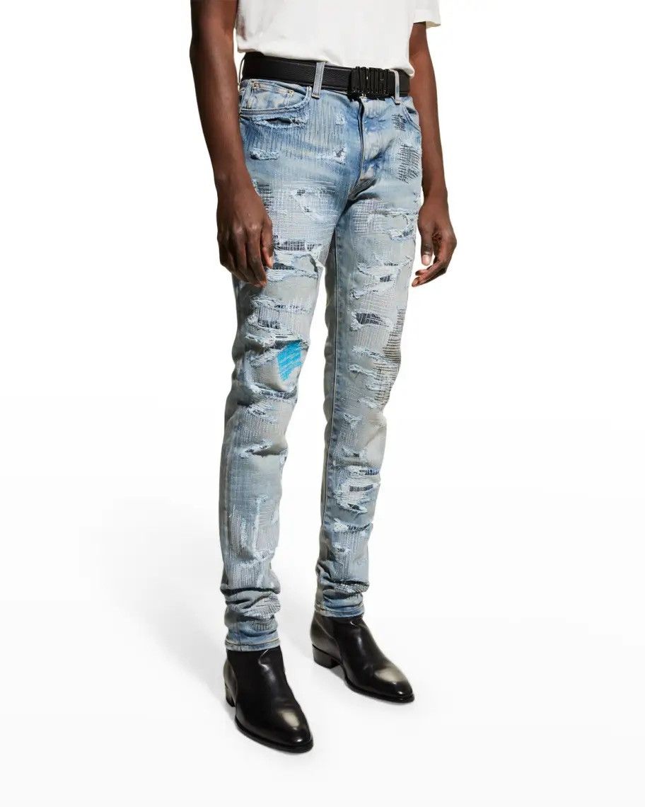 Amiri Amiri Men's Allover-Repair Destroyed Skinny Jeans Size US 36 / EU 52 - 1 Preview