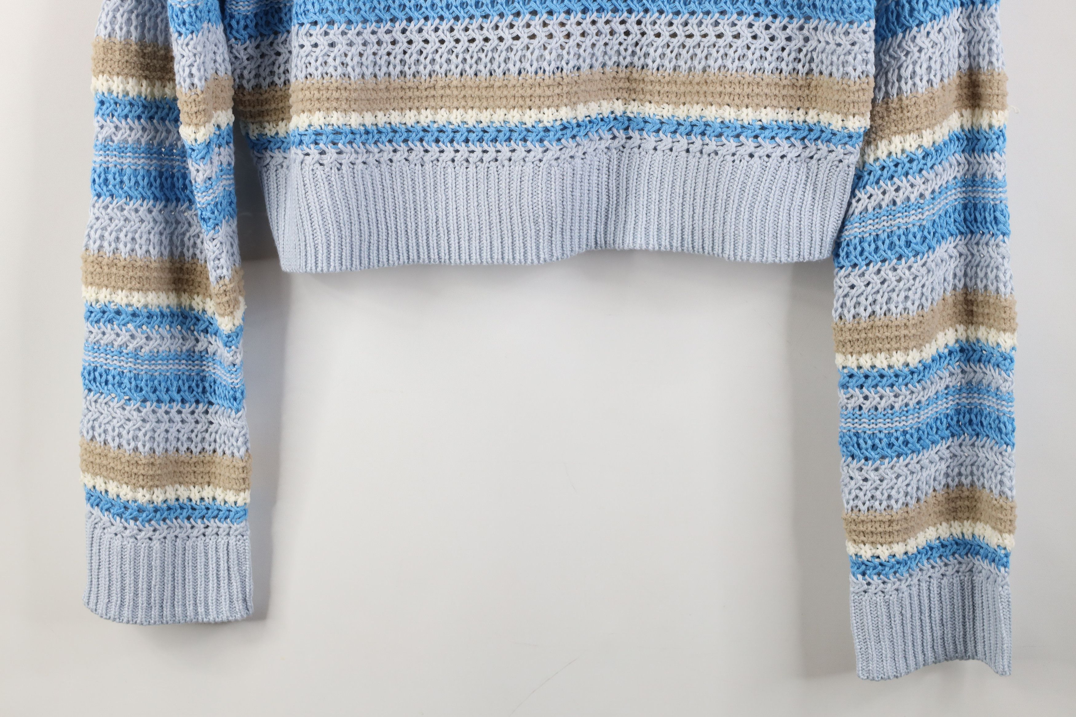 Vintage Vintage 90s Y2K Streetwear Striped Crochet Knit Sweater Size S / US 4 / IT 40 - 3 Thumbnail