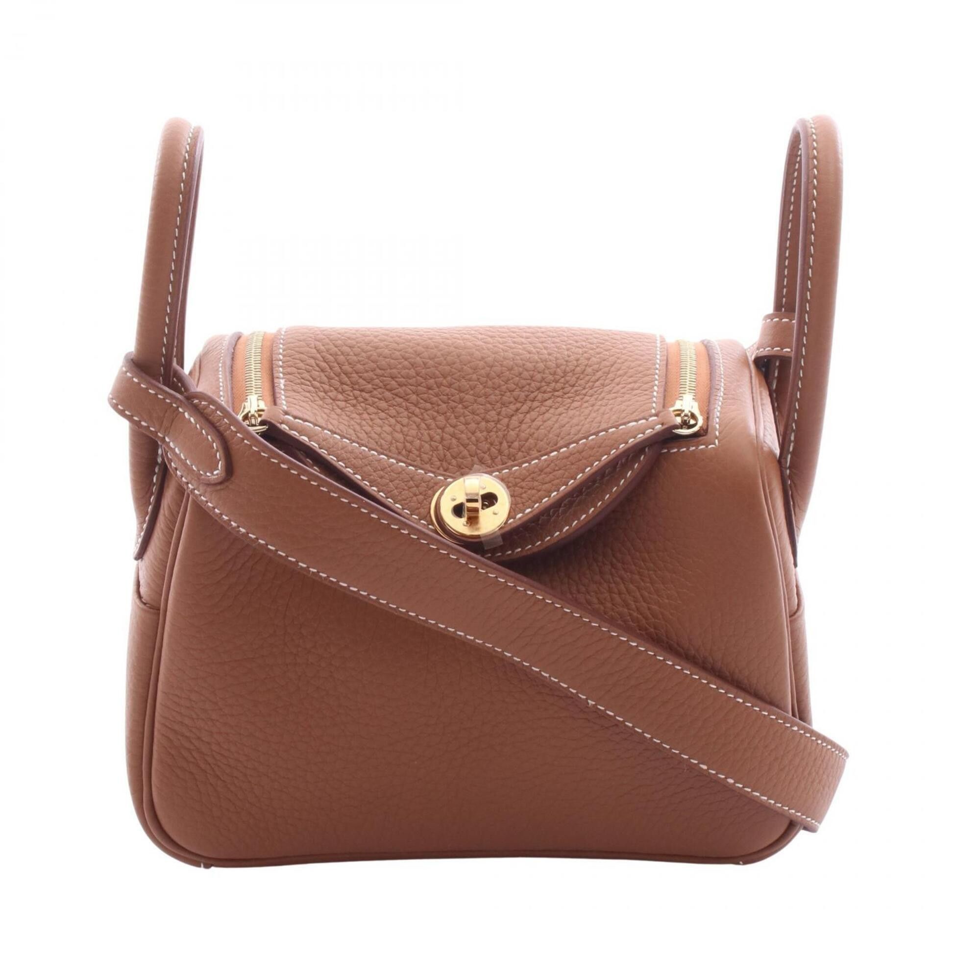 Hermes Hermes Lindy Mini Gold Shoulder Bag/Handbag, Taurillon Clemence Leather, Women's, Brown Tones Size ONE SIZE - 1 Thumbnail