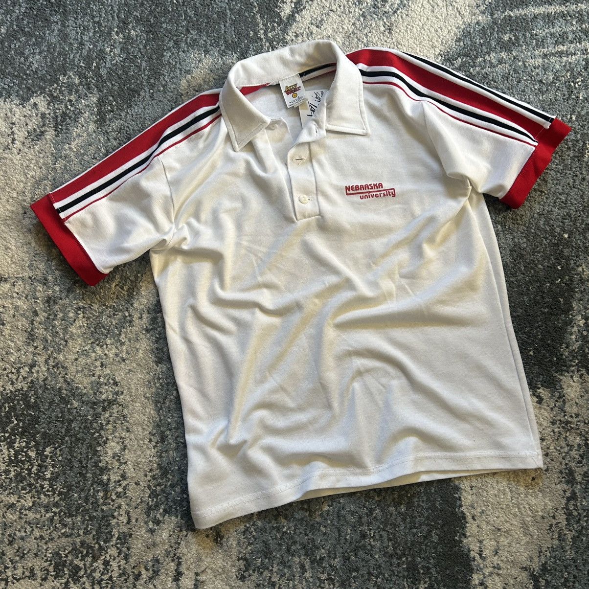 Vintage 70s UNiVERSiTY iSSUE NEBRASKA KNiT POLO COLLAR SHiRT UNL UNO Size US L / EU 52-54 / 3 - 10 Thumbnail