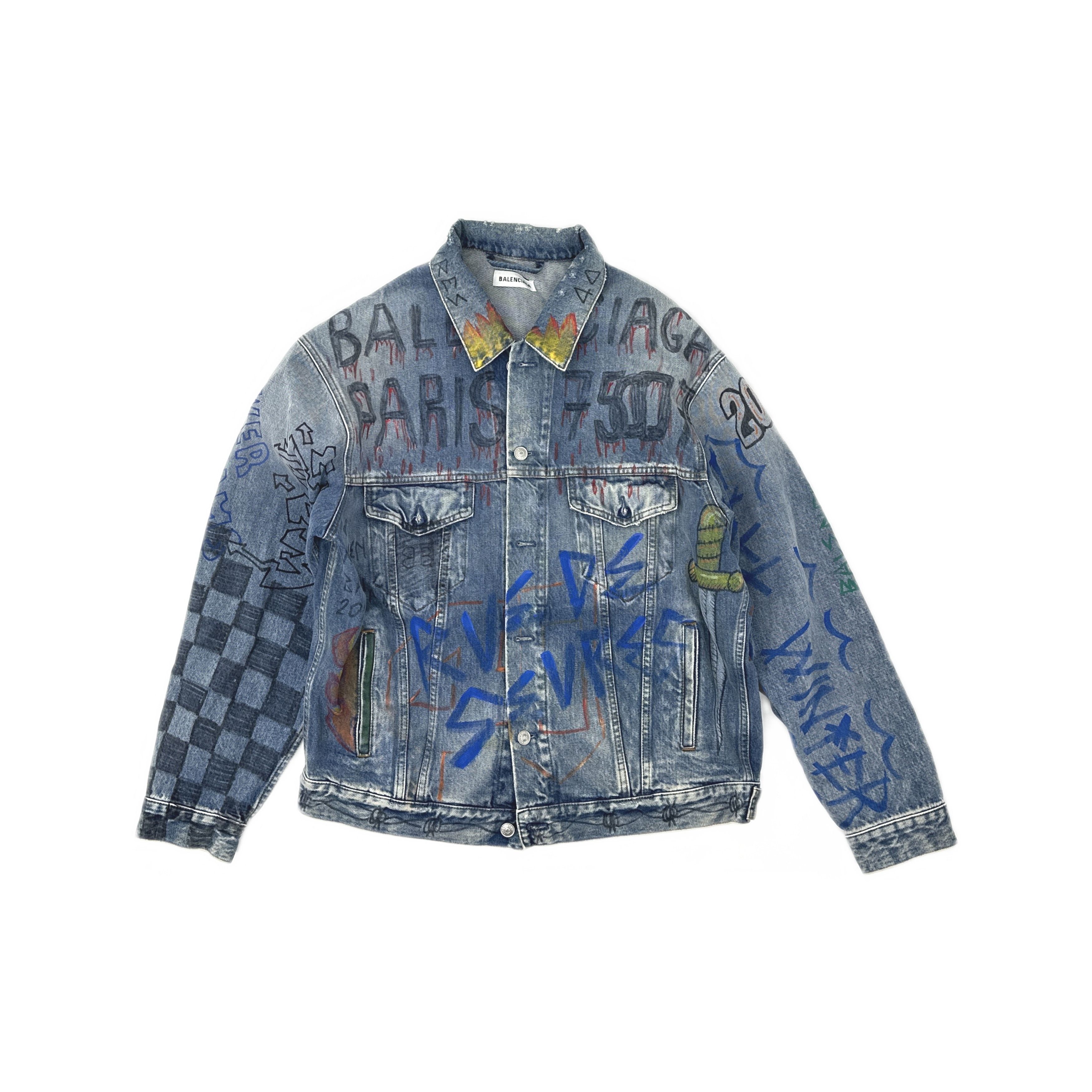 Balenciaga Balenciaga Graffiti Denim Jacket Size 34 Size XXS / US 00 / IT 34 - 1 Thumbnail