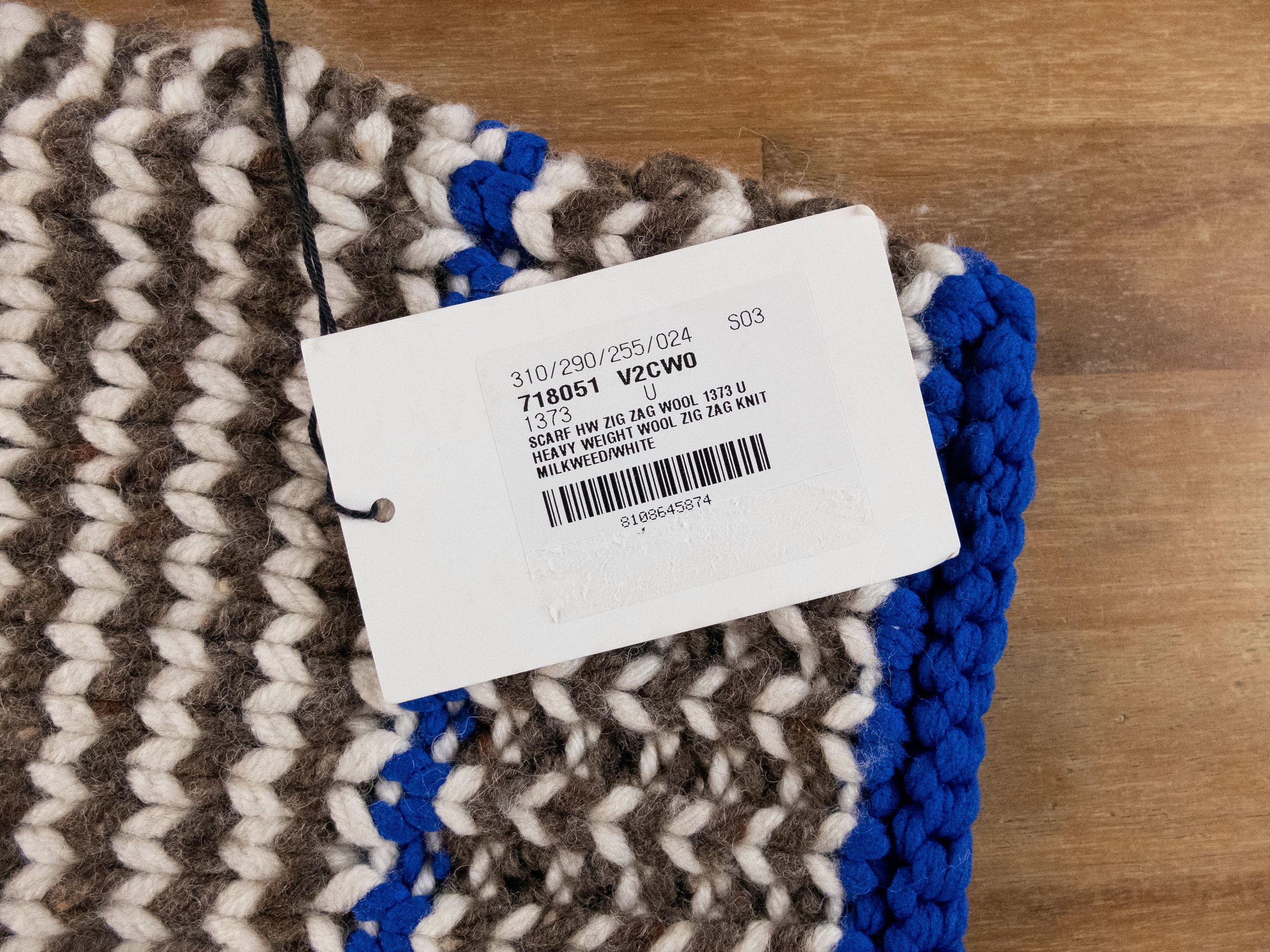 Bottega Veneta BOTTEGA VENETA brown white blue chunky zig zag wool scarf q Size ONE SIZE - 3 Thumbnail