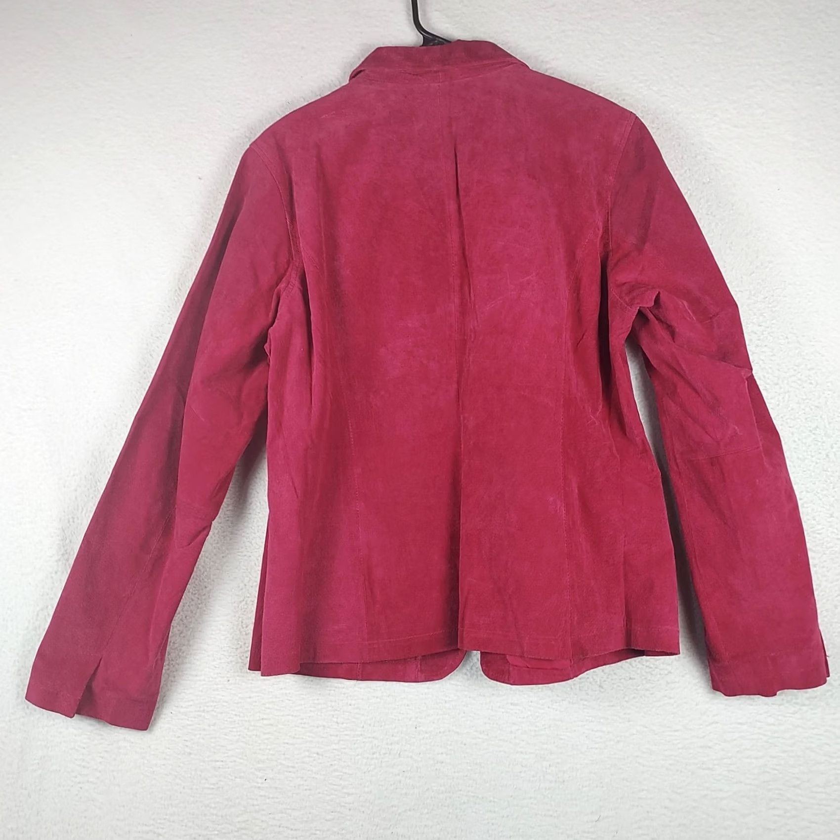Vintage VINTAGE Chadwicks Womens Blazer Jacket 14 Pink Berry Suede Leather Mid-Length Button Casual Business Womens Classic 90s Size XL / US 12-14 / IT 48-50 - 2 Thumbnail