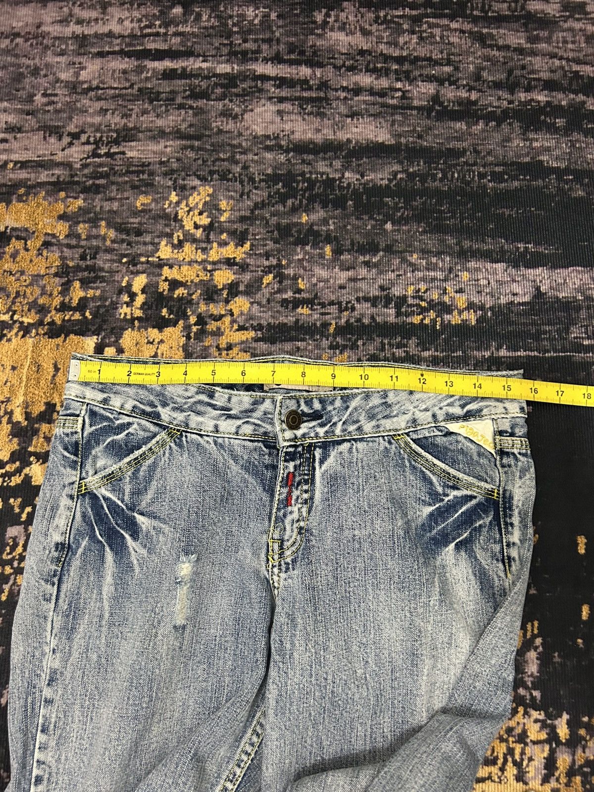 Japanese Brand Vintage Pigajeck Distressed Wash Buckle Back Jeans Size US 31 - 17 Thumbnail