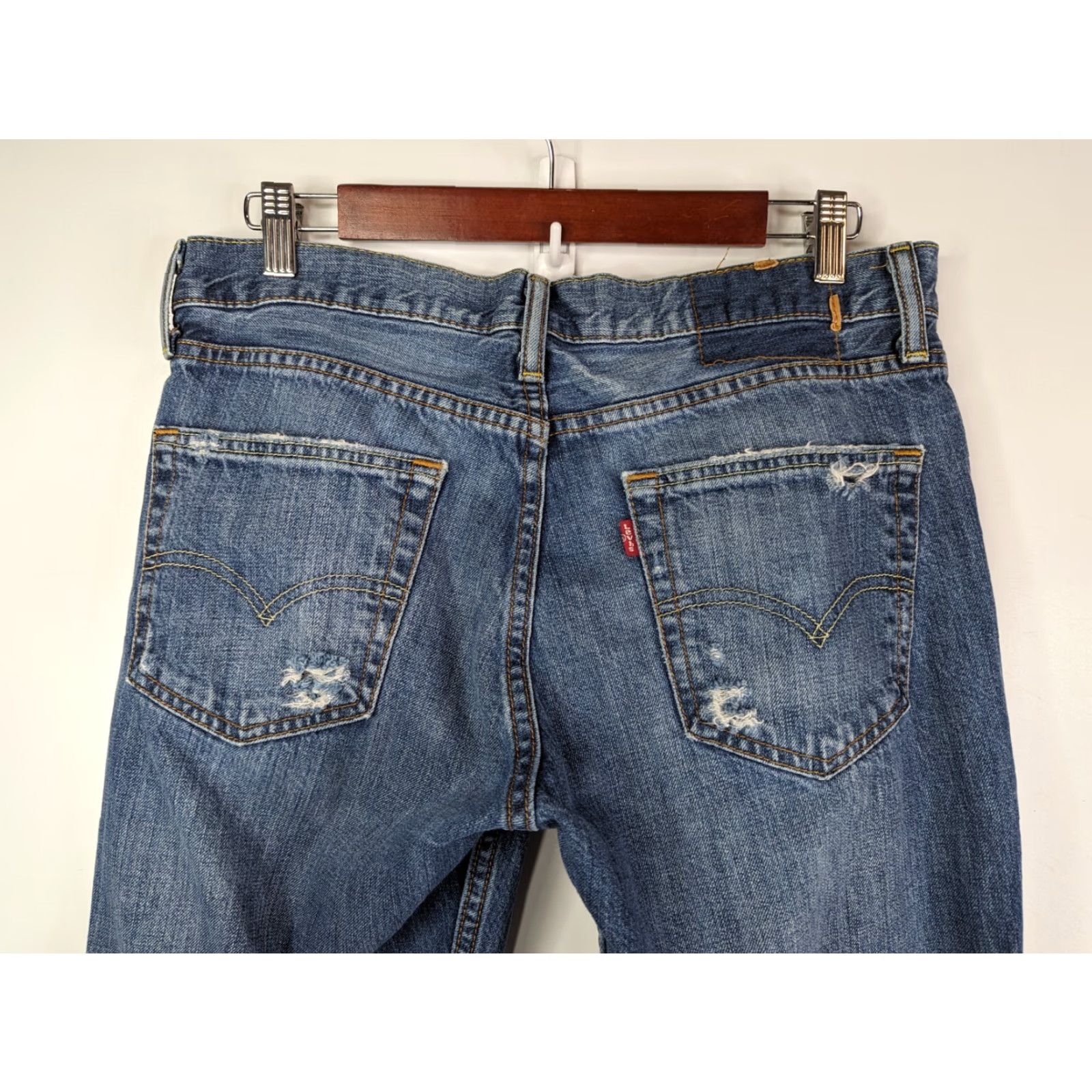 Levi's Levi's 511 Jeans Slim Fit Stretch Dark Wash Distressed Jeans Men 32x34 Denim 5-Pocket Belt Loops Zip Inseam 34 Vintage? No Size US 32 / EU 48 - 6 Thumbnail