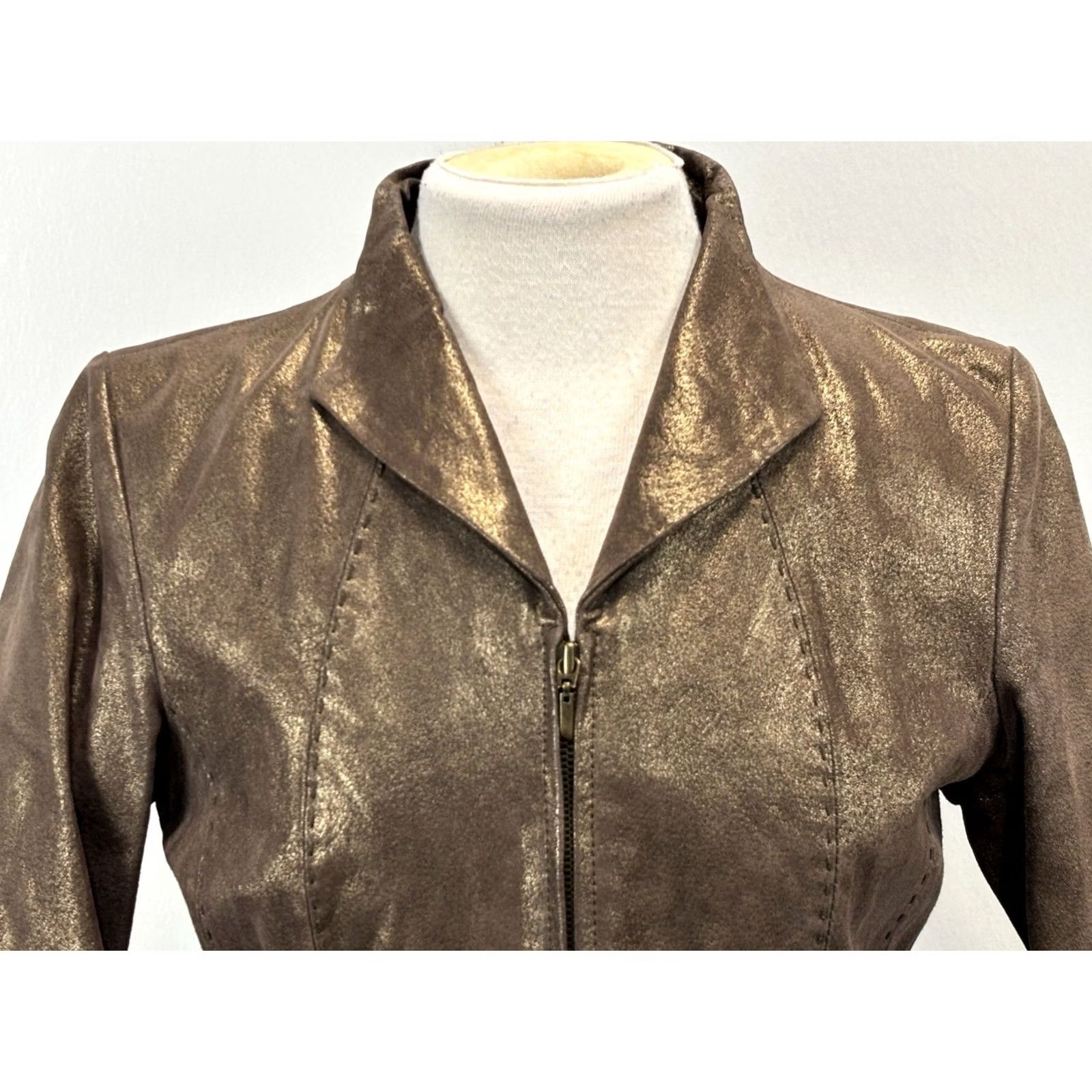 Coldwater Creek Coldwater Creek Leather Jacket Coat Women’s Sp Petite Bronze Y2K Size S / US 4 / IT 40 - 5 Thumbnail