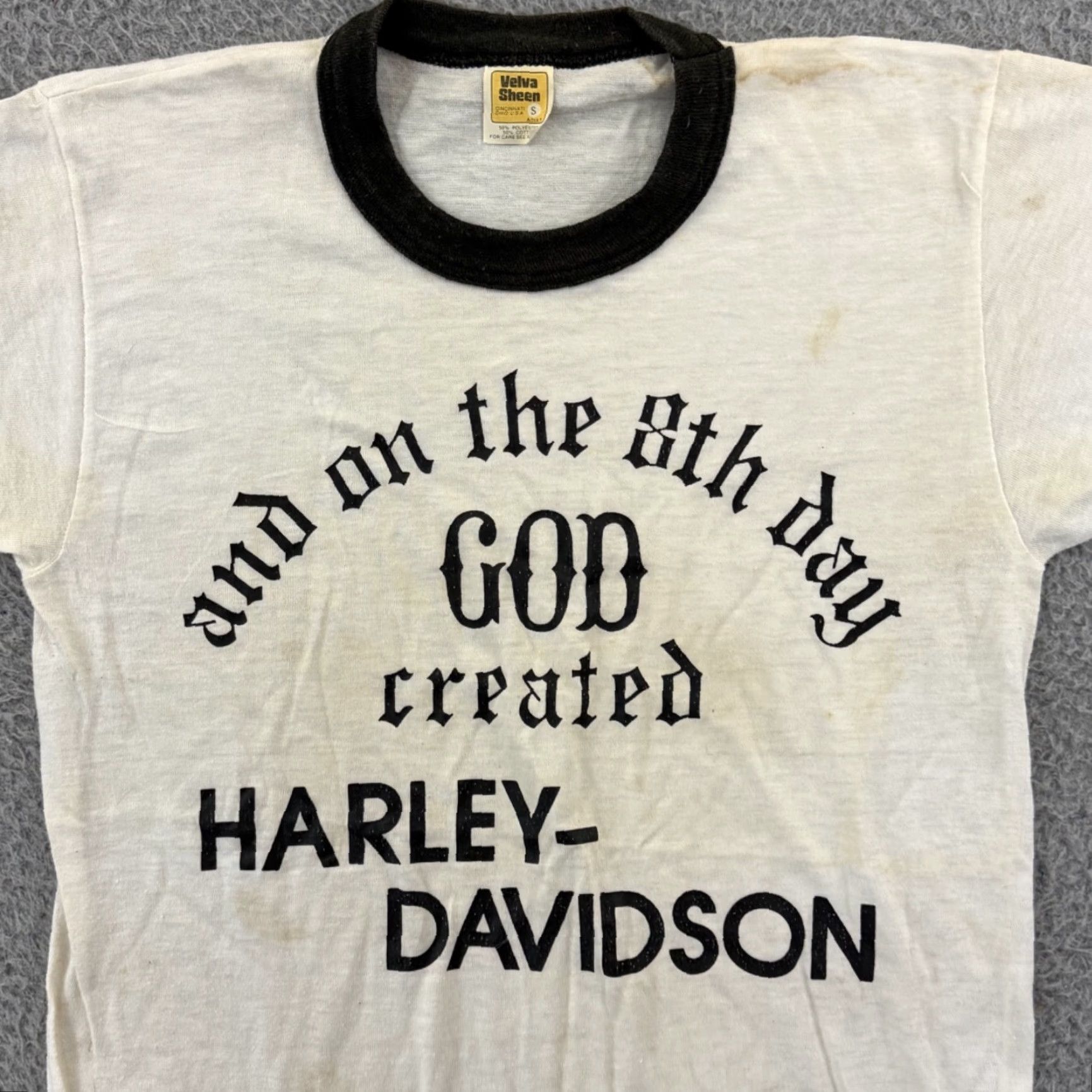 Velva Sheen VINTAGE Harley Davidson Shirt Velva Sheen 70s 80s Ringer Crew Neck Short Sleeve White Cotton Men S XS Size US S / EU 44-46 / 1 - 3 Thumbnail