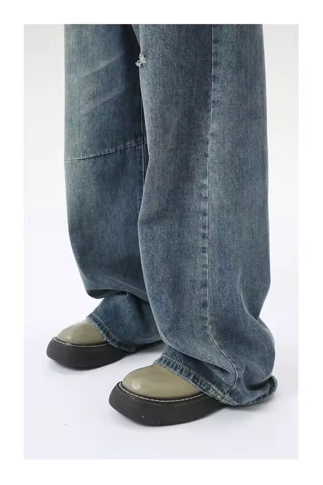 Jean Streetwear Washed Baggy Straight Wide Leg Jeans Size US 32 / EU 48 - 8 Thumbnail