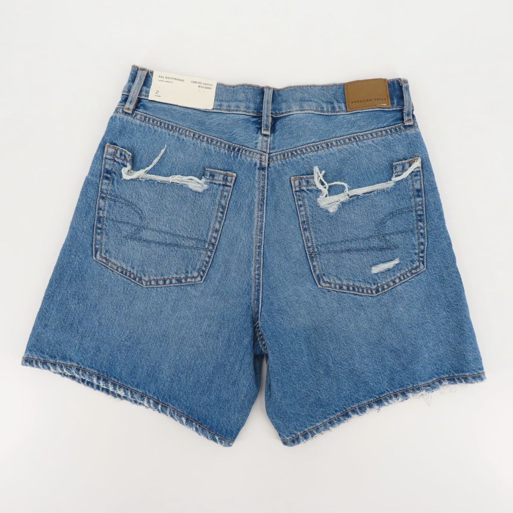 American Eagle Outfitters VINTAGE American Eagle Outfitters Women 2 26W 90s Boyfriend Long Length Distressed Denim Shorts NEW Size 26" / US 2 / IT 38 - 3 Thumbnail