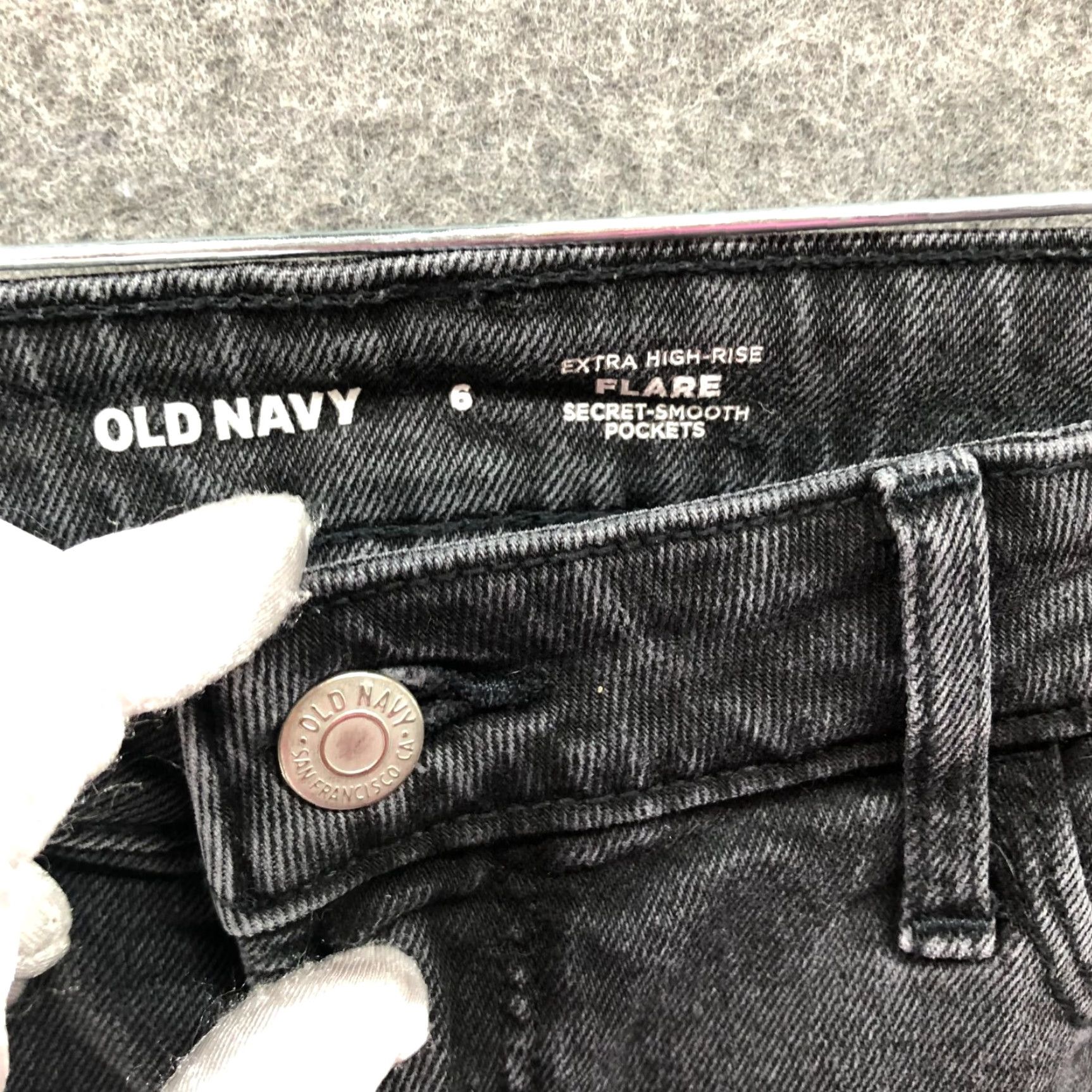 Old Navy Old Navy Jeans Womens 6 Black Washed Extra High Rise Flare Stretch Size 28" / US 6 / IT 42 - 6 Thumbnail