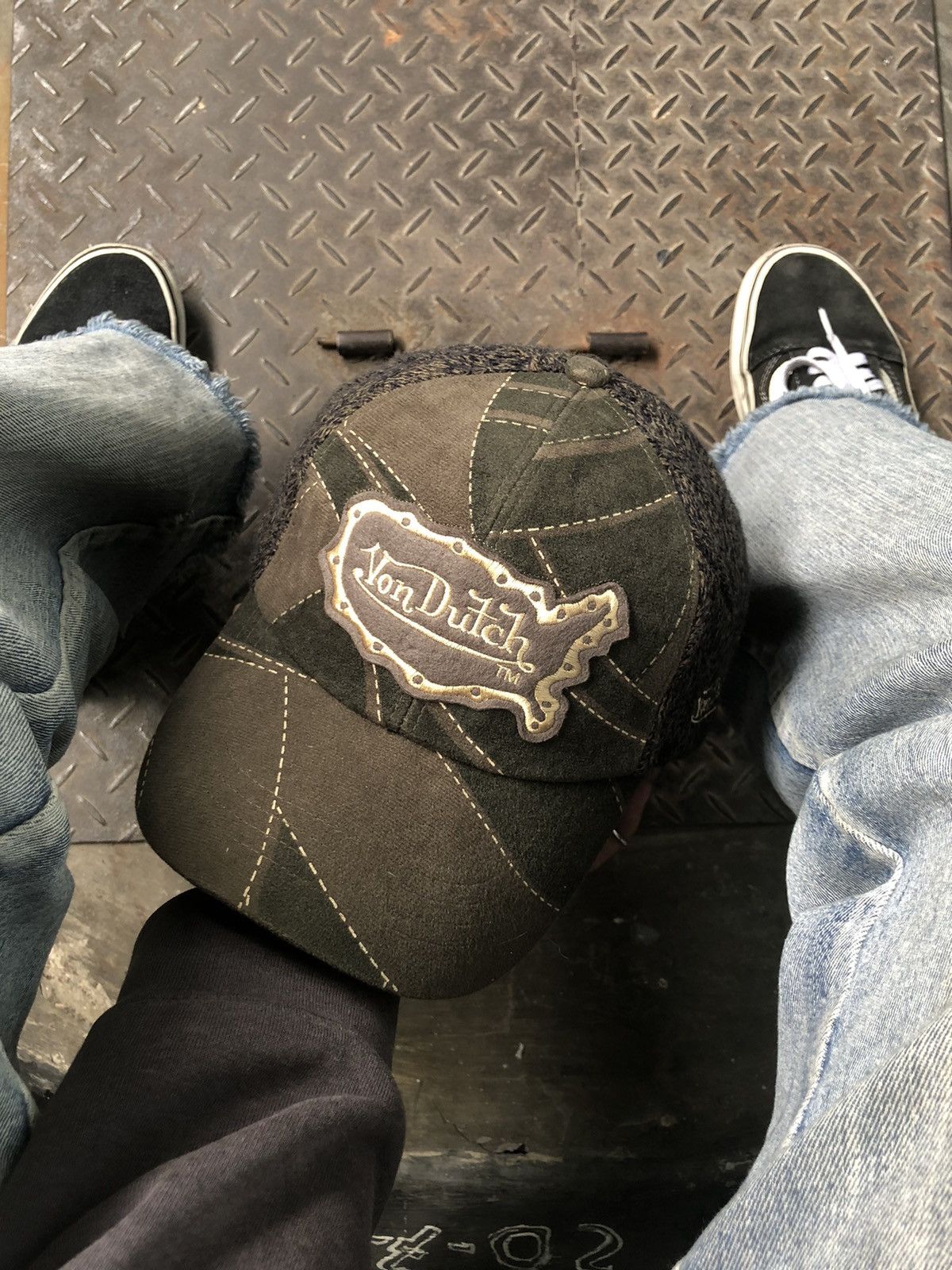 Vintage 🚫 SOLD 🚫 Von Dutch Sport Pattern Suede Wool Hat Rare Size ONE SIZE - 2 Thumbnail