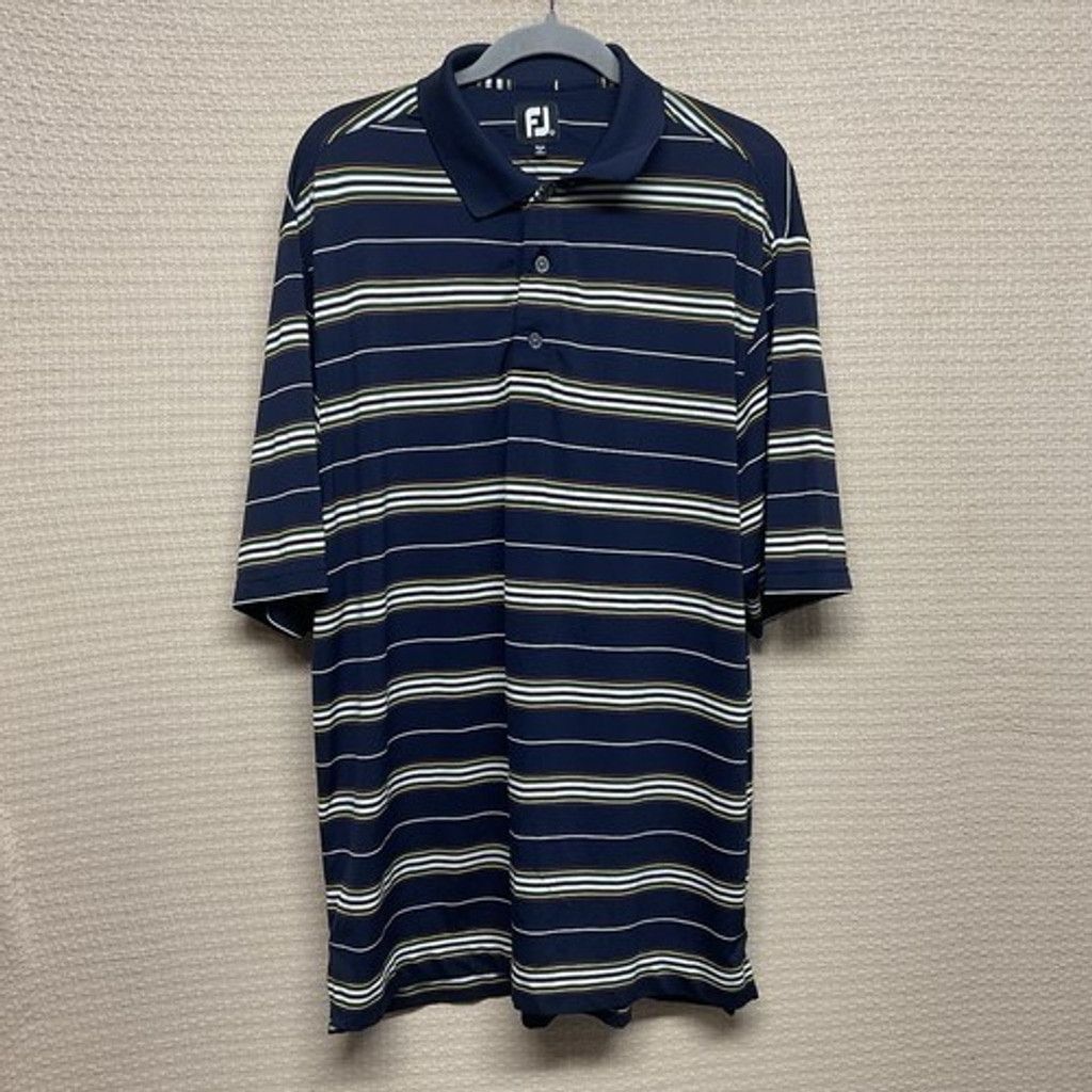 Footjoy FootJoy Navy Striped Short Sleeve Golf Polo Shirt Men Large Size US L / EU 52-54 / 3 - 12 Thumbnail