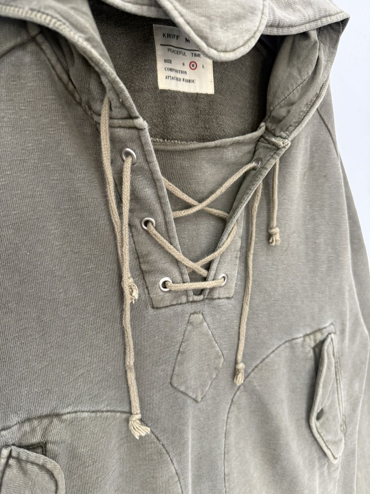 Japanese Brand 🔥 Kriff Mayer Military Hoodie Olive Green Lace-Up Neckline Size US M / EU 48-50 / 2 - 4 Thumbnail