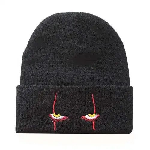 Other Black Color Embroidered Woolen Beanies Hat Scary Clown Eyes Size ONE SIZE - 4 Thumbnail