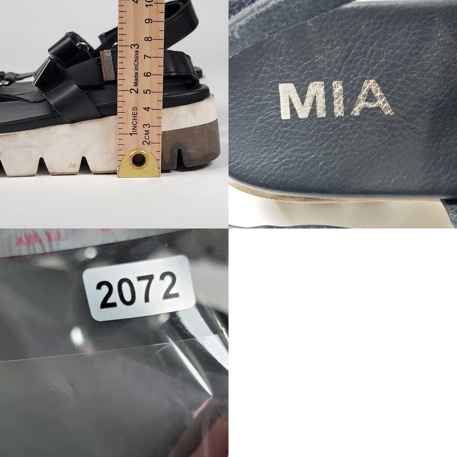 Vintage Mia Luca Sandals Womens 7 Slingback Black Faux Leather Platform Open Toe Casual Size US 7 / IT 37 - 8 Thumbnail